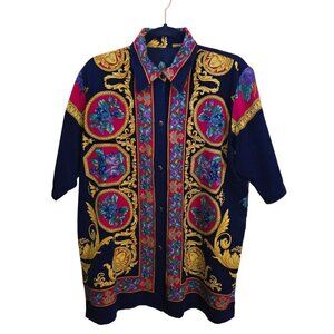 Colorful Designer Inspired Miami Shirt No Labels Gorgeous Statement Piece Size L